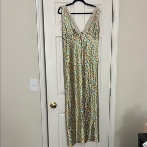 Floral Maxi Dress with Lace Trim